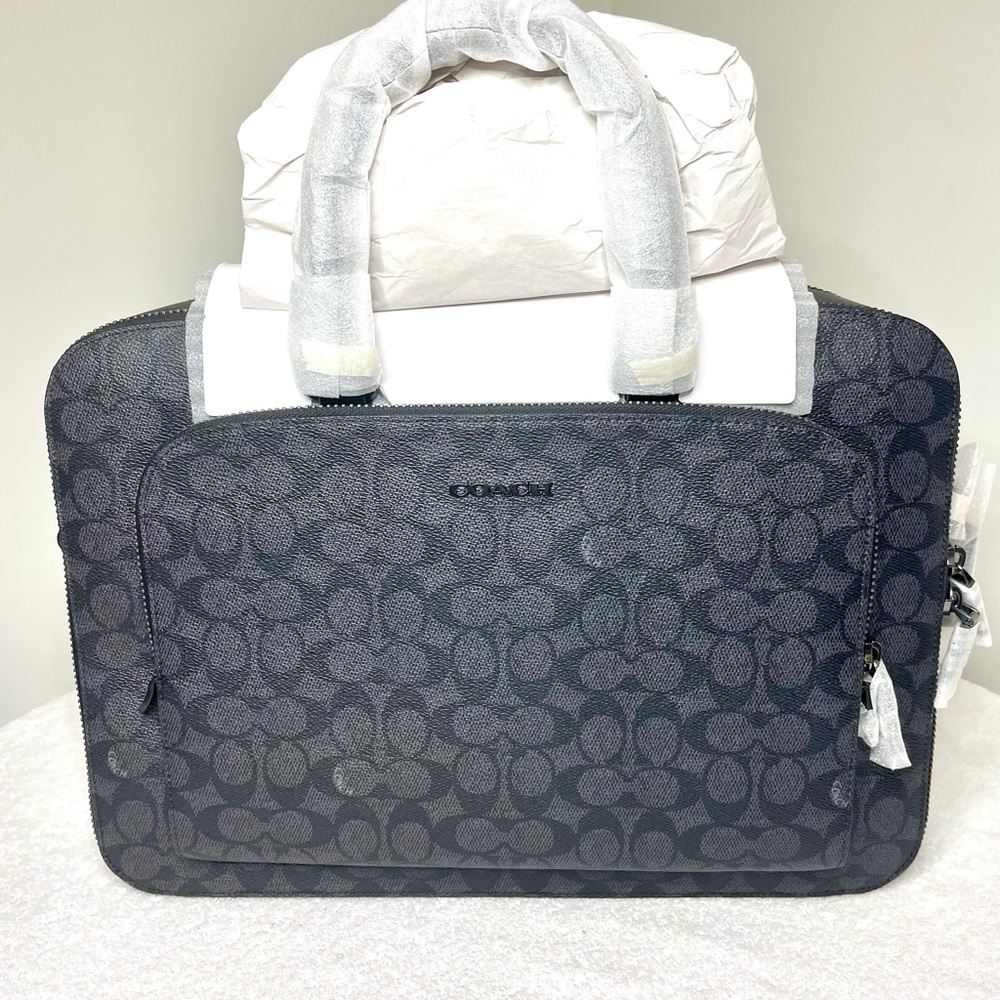Coach Black and Gray Men's Laptop Bag